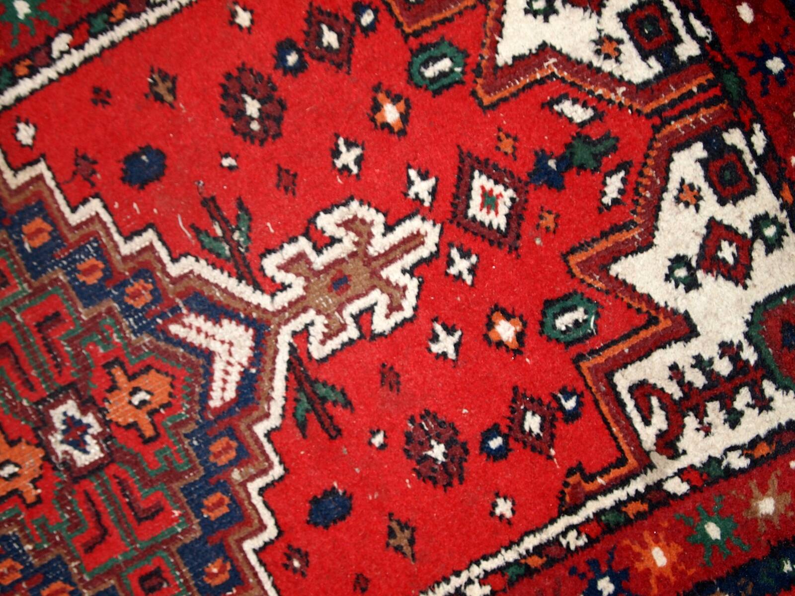 Tapis Vintage Hamadan en Laine, Années 1970, Élégance Intemporelle