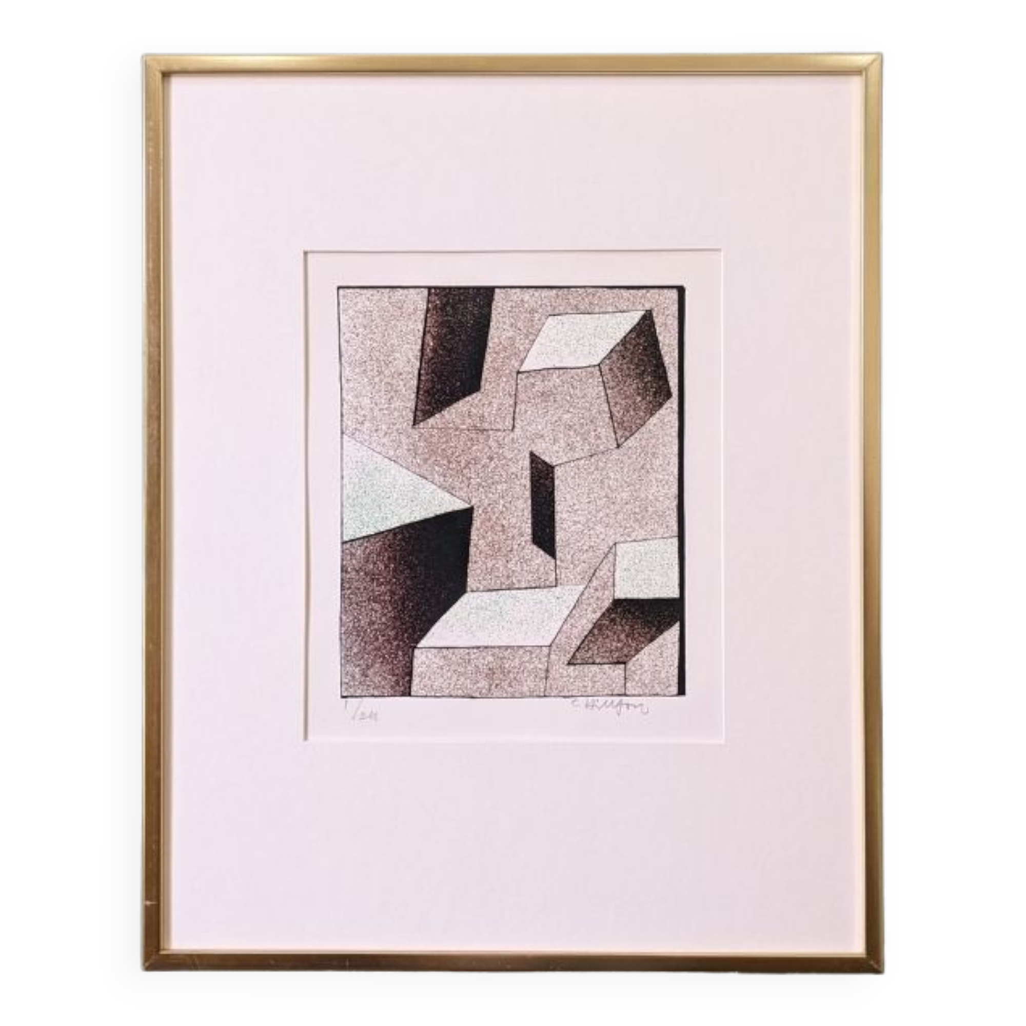 Mid-Century Modern Swedish Signed Lithography by Curt Hillfon (1/211) "Kinetic Shapes"