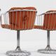 Set of 4 vintage chrome swivel dining room chairs 1970s