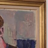 Original XL Swedish oil on canvas – portrait by Pär Thorell – dated 1955 – vintage & framed – 93 × 76 cm