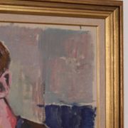 Original XL Swedish oil on canvas – portrait by Pär Thorell – dated 1955 – vintage & framed – 93 × 76 cm