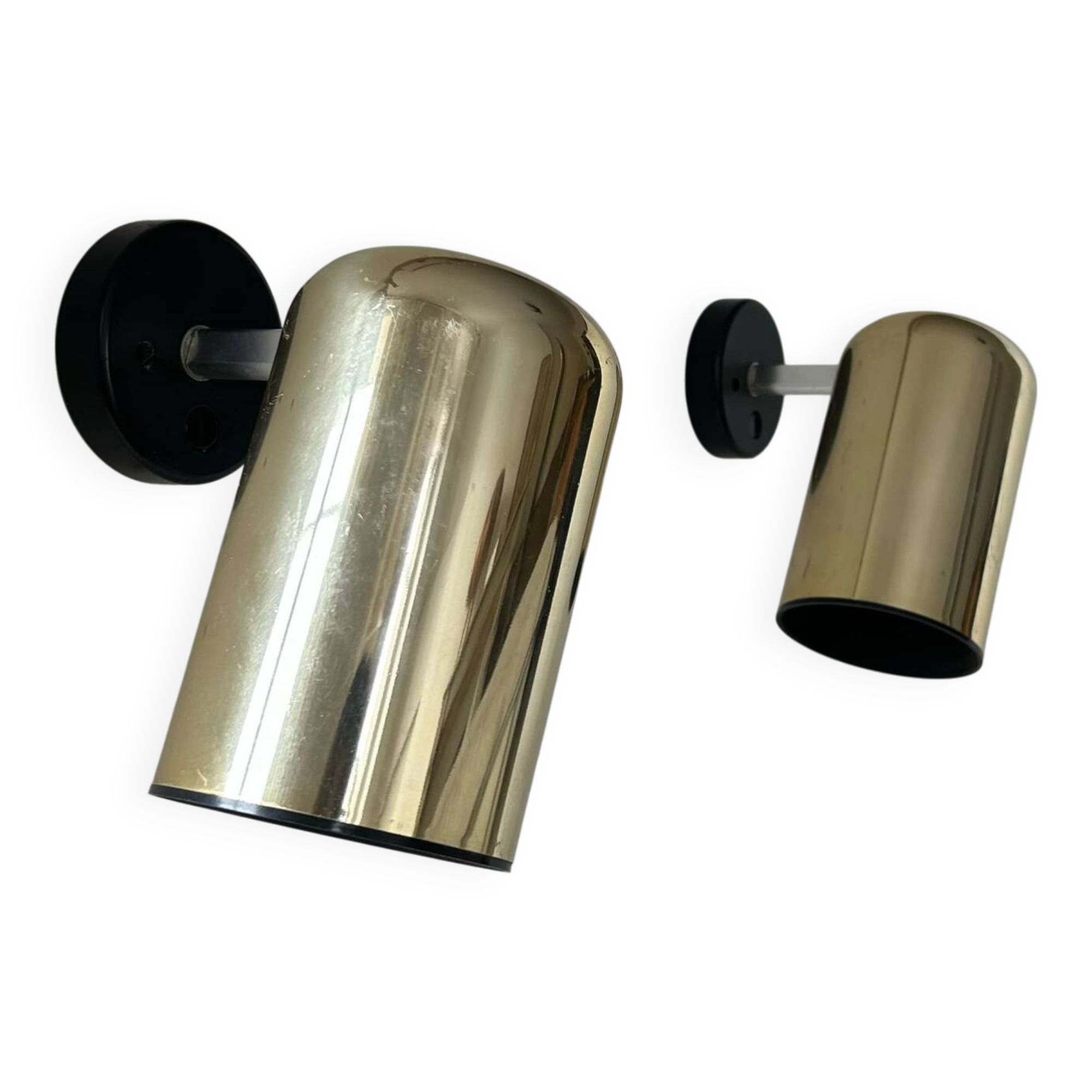Pair of vintage adjustable brass wall lights, Italy 1970