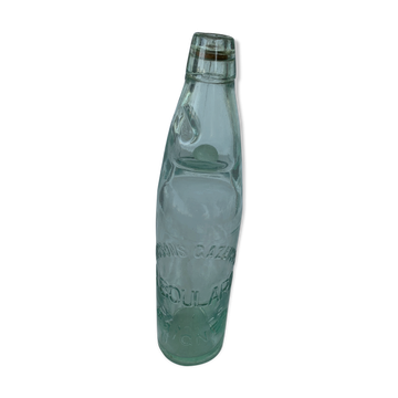 Ancienne bouteille à bille pour soda gazeux en verre épais