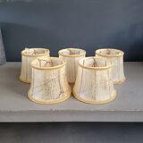 Set of 5 clip lampshades made from pig bladder.