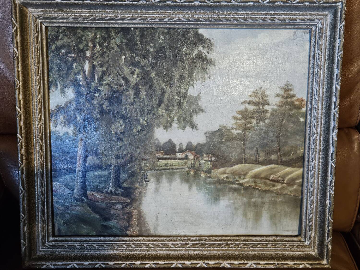 Painting on cardboard (Barbizon) Landscape