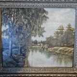 Painting on cardboard (Barbizon) Landscape