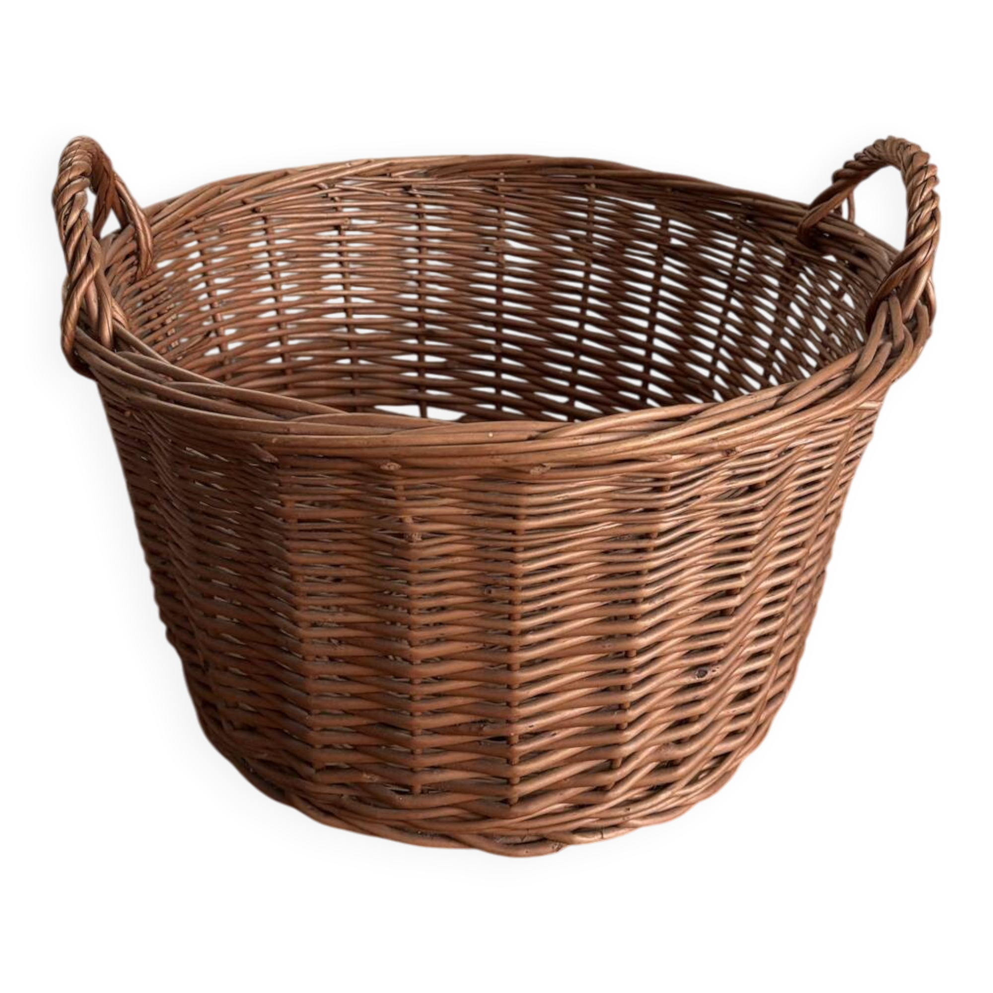 Grand panier en osier tressé 41 cm – panier rangement déco