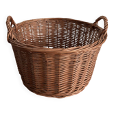 Grand panier en osier tressé 41 cm – panier rangement déco