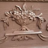 Louis XVI style trumeau mirror in patinated wood