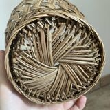Vintage woven wicker plant pot cover