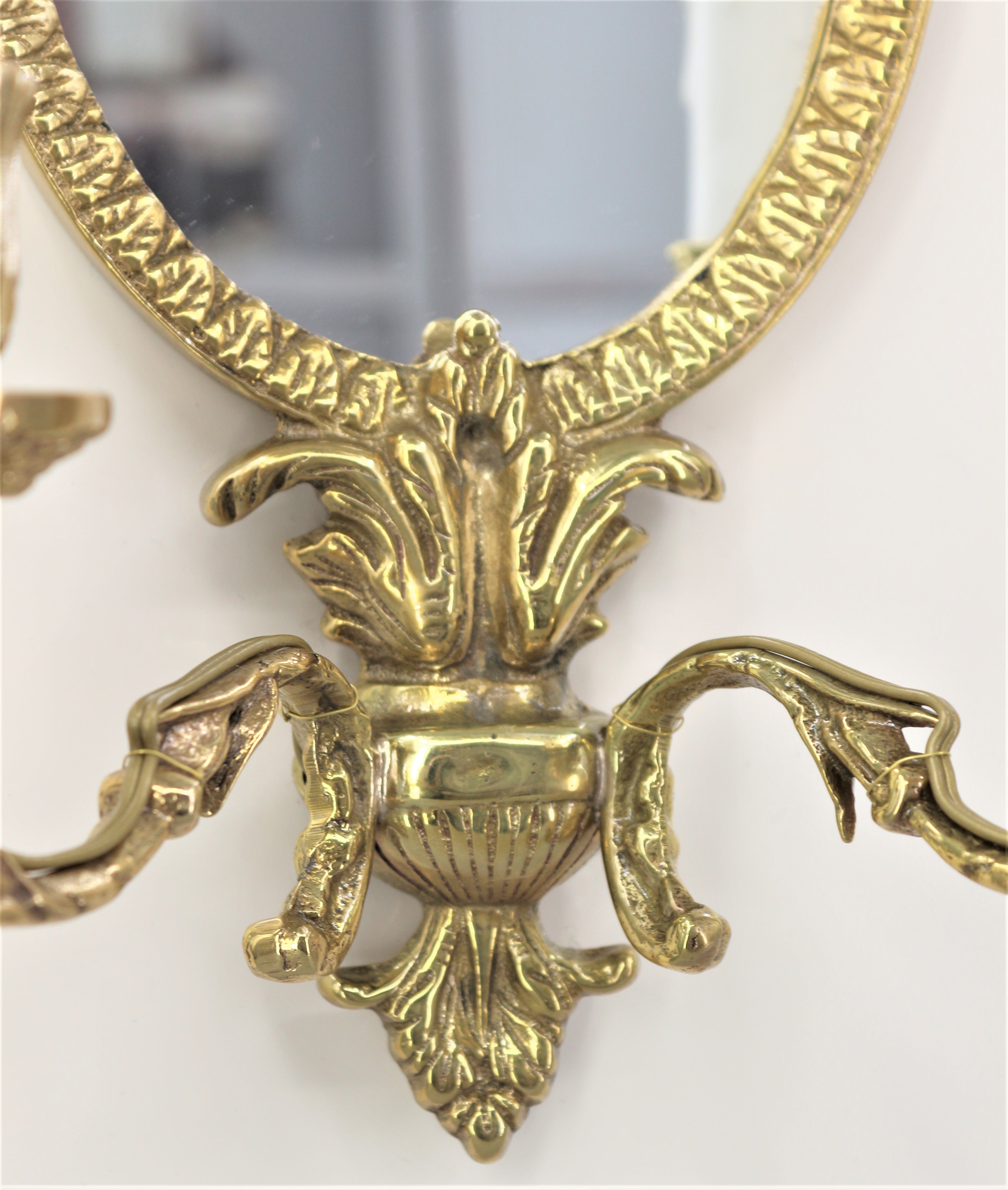 Pair Applique Mirror in Gilded Bronze Style Louis XVI