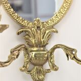 Pair Applique Mirror in Gilded Bronze Style Louis XVI