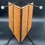 Foldable metal and rattan magazine rack