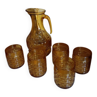 Vintage carafe and glasses made in Italy