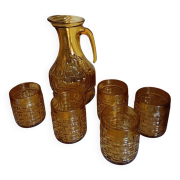 Vintage carafe and glasses made in Italy