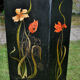 Art nouveau firewall in black enamelled sheet metal - decoration of painted tulips screen 1900