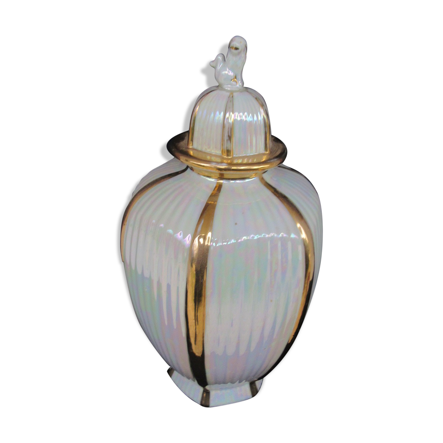 Potiche porcelain vase by Limoges R. Montigny and Co. from the 1950s