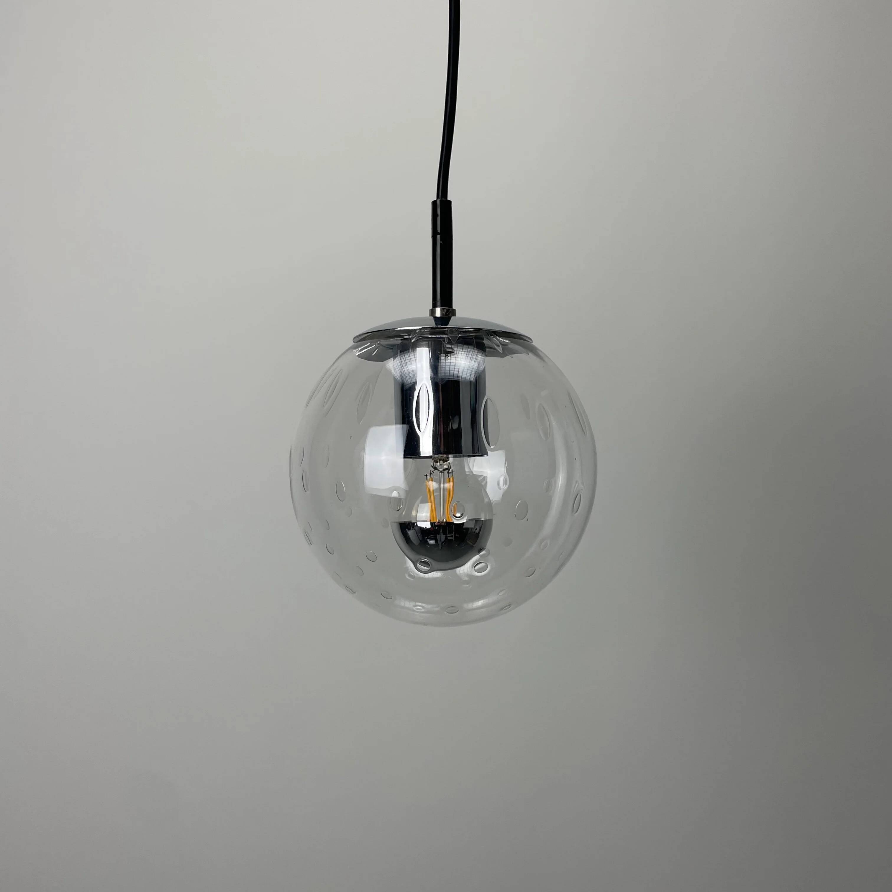 Set of 3 bubble glass pendant lamps by RAAK Amsterdam 1960