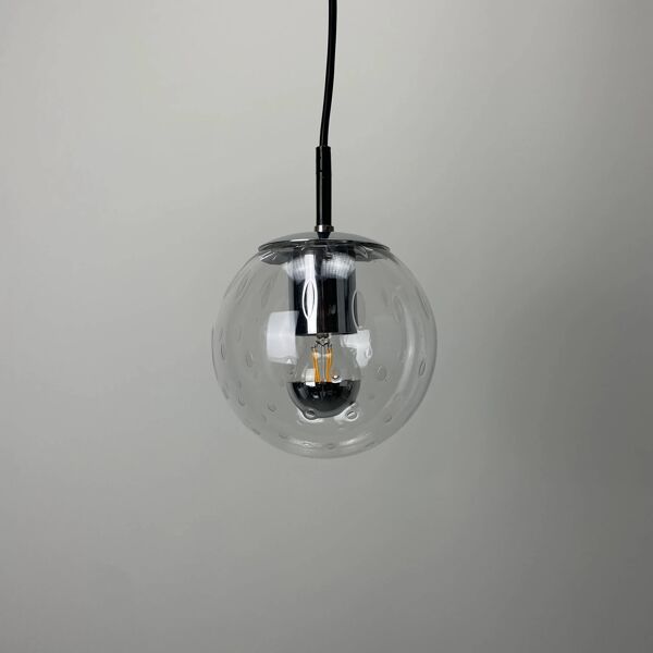 Ensemble de 3 lampes pendantes en verre à bulles par RAAK Amsterdam 1960