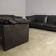 Moroso sofa set and armchairs in black leather, 1984