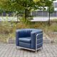 Ensemble canapé & 2 fauteuils en cuir bleu Zanotta Onda