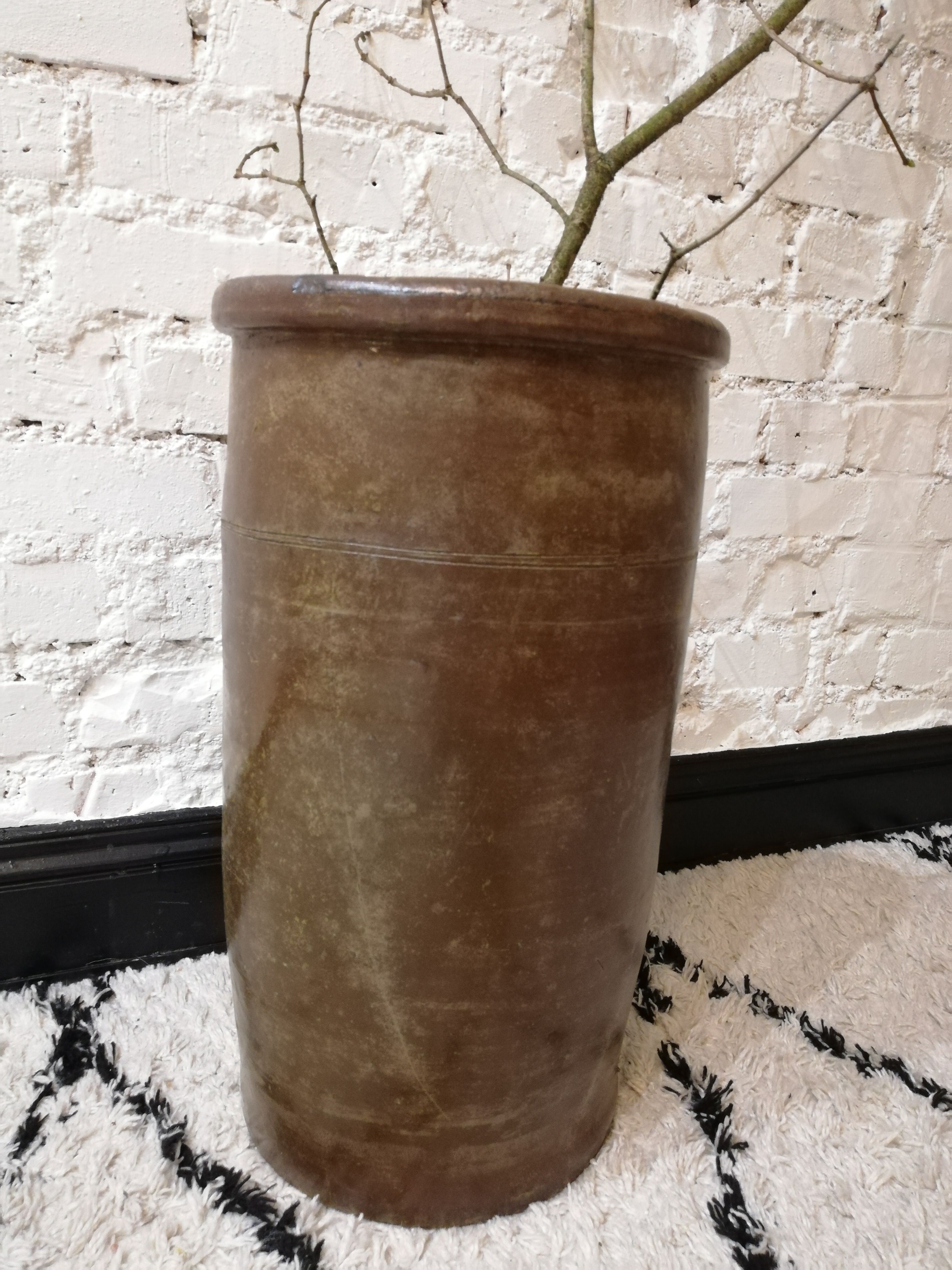 Brown glazed stoneware pot