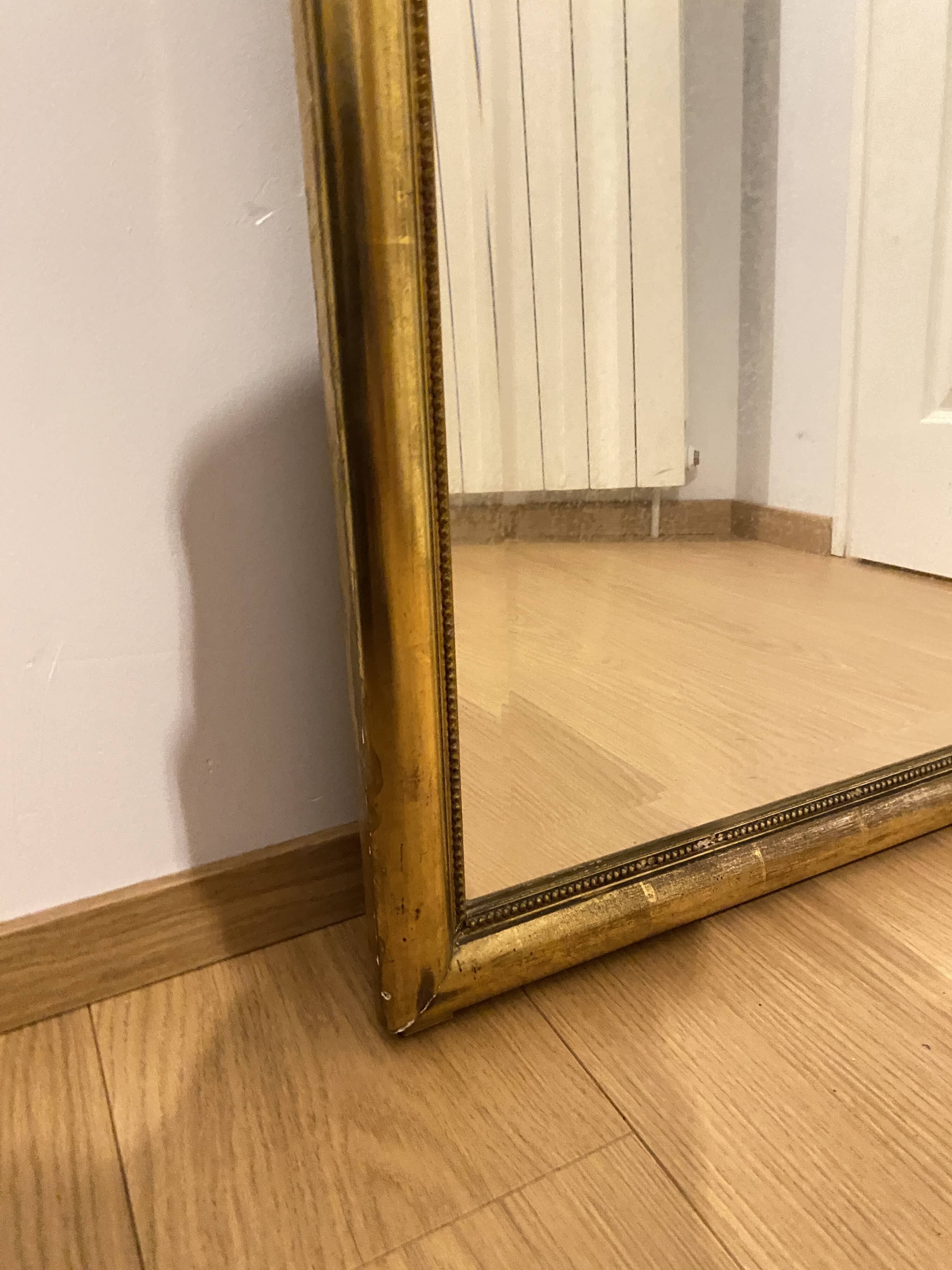 Important 19th Century Beveled Mirror with Pediment - Louis XVI Style - 81cm X 163cm