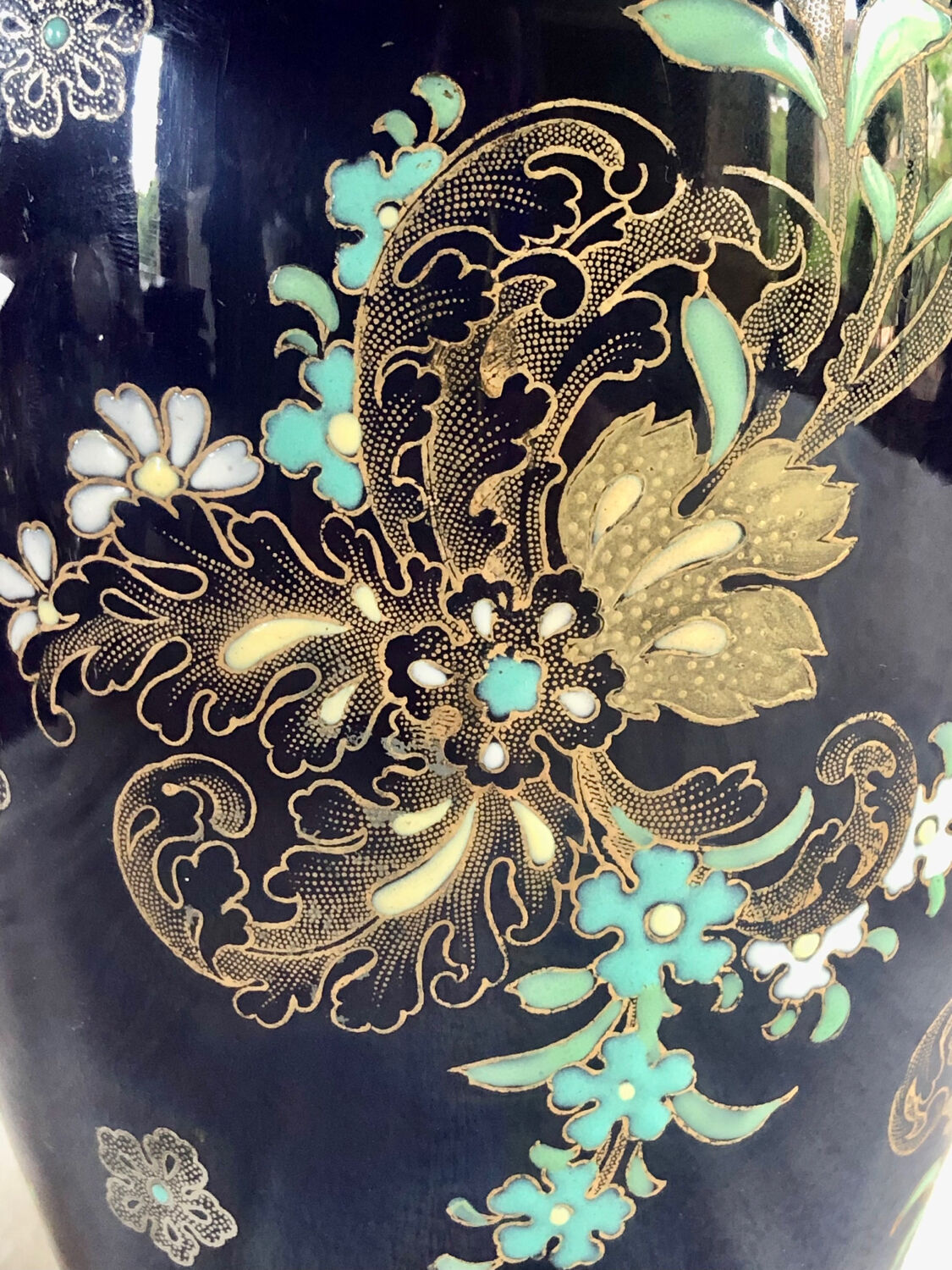 Old vase baluster enamelled lamp Boch Frères Keramis Belgium