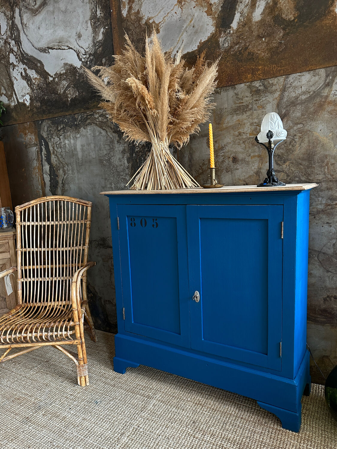 Royal blue handcrafted sideboard