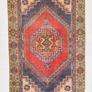 57s Antique Red & Navy Blue Vintage Persian Rug, 106x201Cm