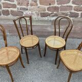 Set of 4 Bistro chairs mismatched curved wood