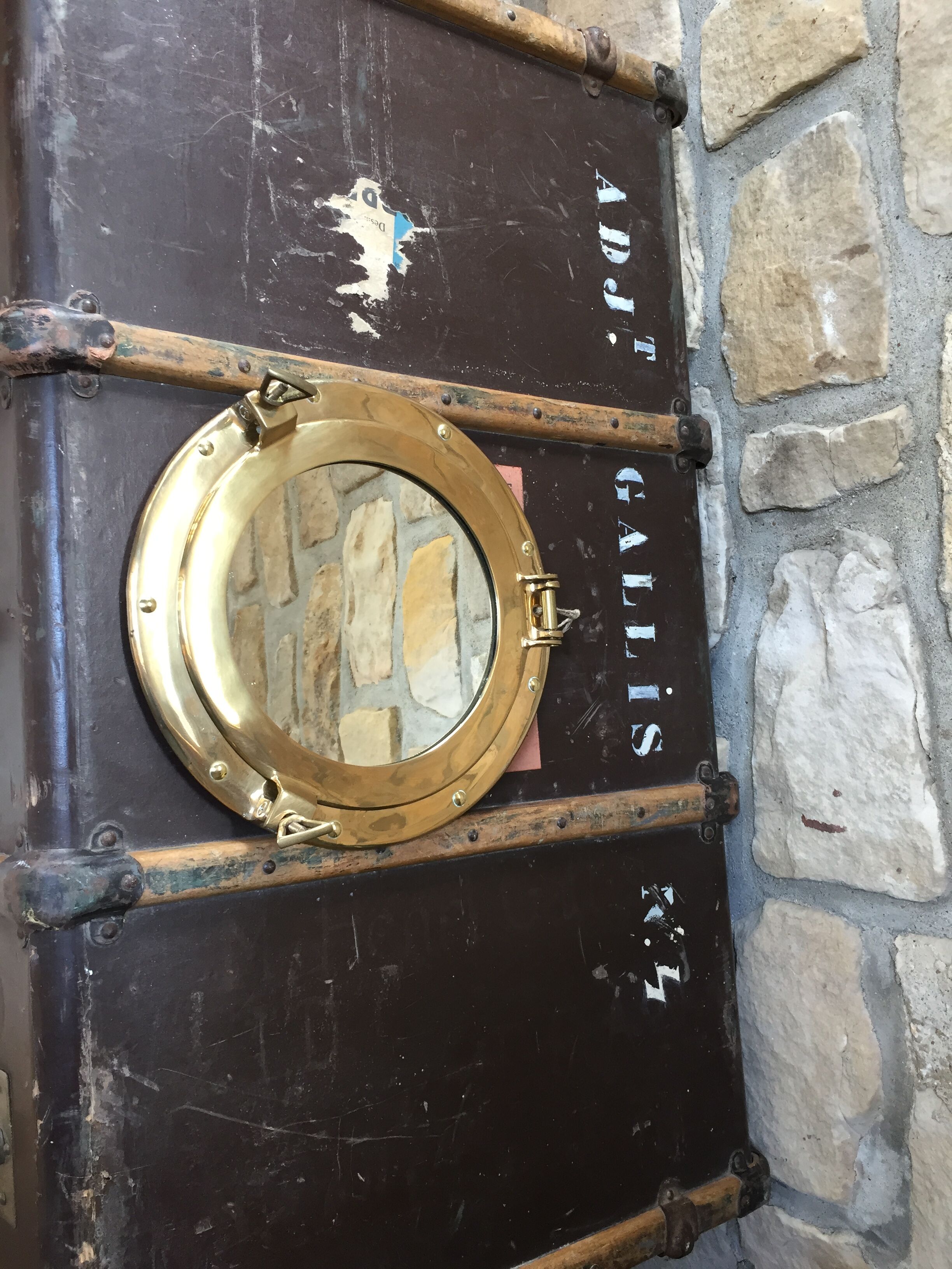Brass porthole mirror  29x29cm