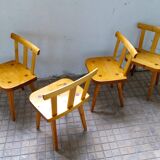 Modern Swedish set of 4 pine dining chairs.