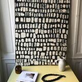 Graphic abstract painting on wood support
