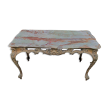 Brass and green marble coffee table