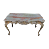 Table basse en laiton et marbre vert