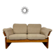 Old sofa in solid elm and vintage 80s design fabric Seltz France