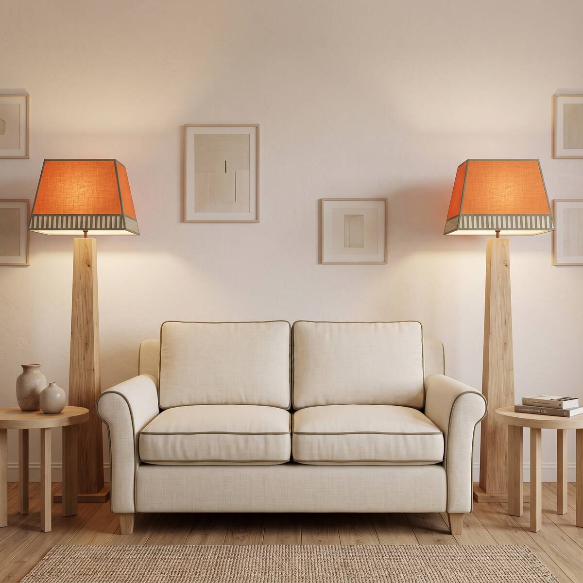 Abat-jour rectangulaire orange et kaki