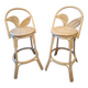 Pair of vintage high stools in rattan — 1960s — Riviera spirit