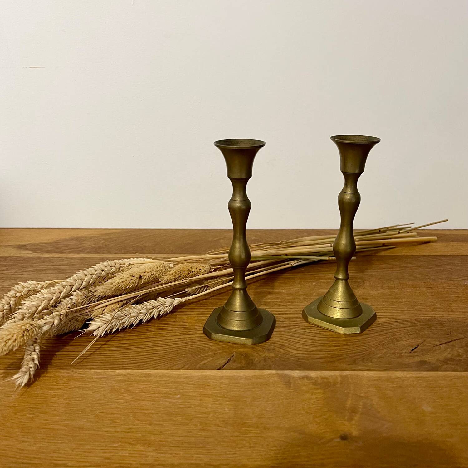 Pair of brass candlesticks