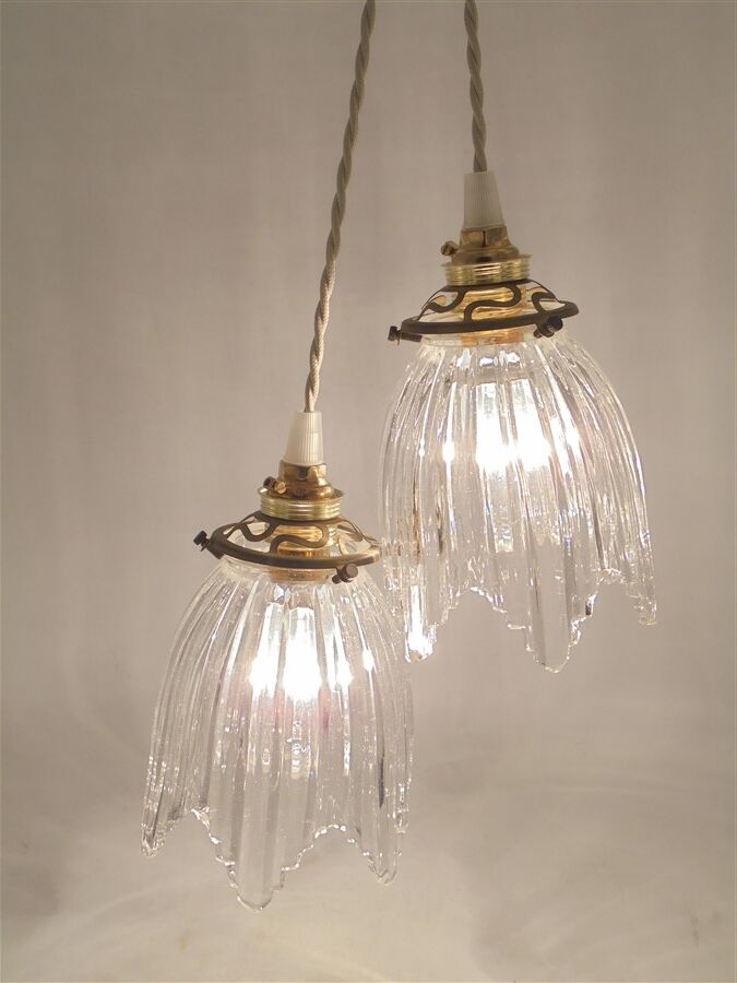 Pair of glass pendant lights