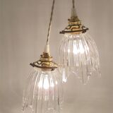 Pair of glass pendant lights
