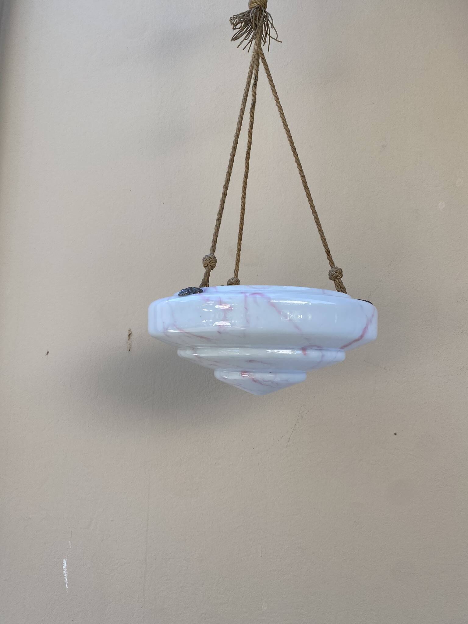 Vintage white and pink opaline chandelier