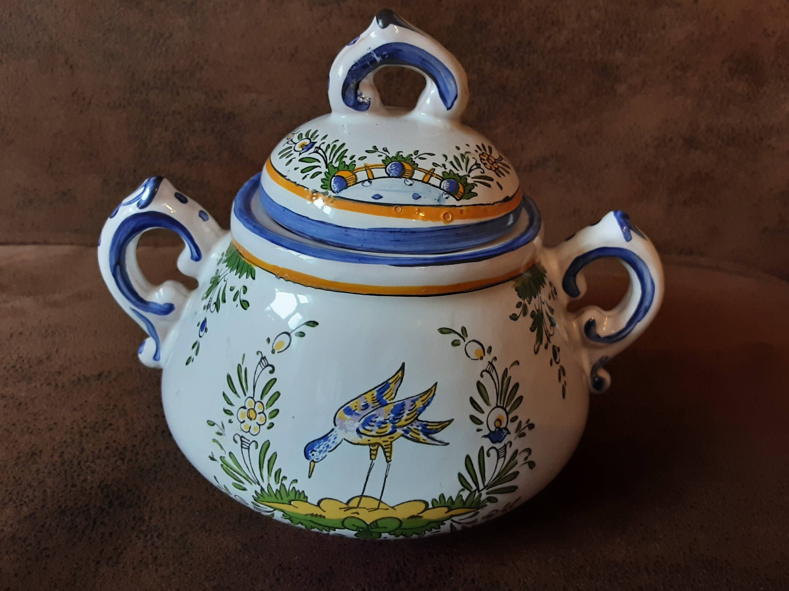 Sugar bowl, Angoulême art earthenware factory, Le Renoleau