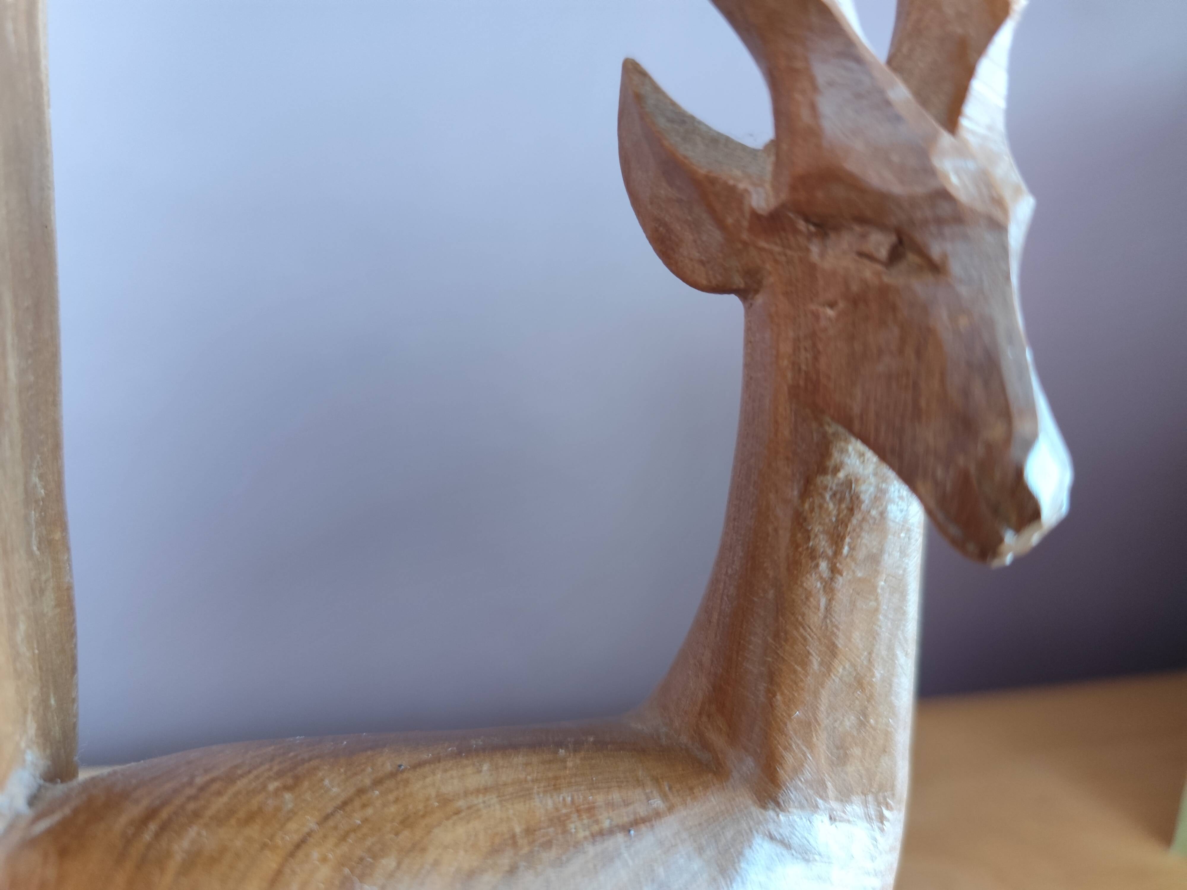 Paire de serre-livres cerfs vintage en chêne massif