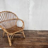 Bohemian armchair shabby chic rattan 1950