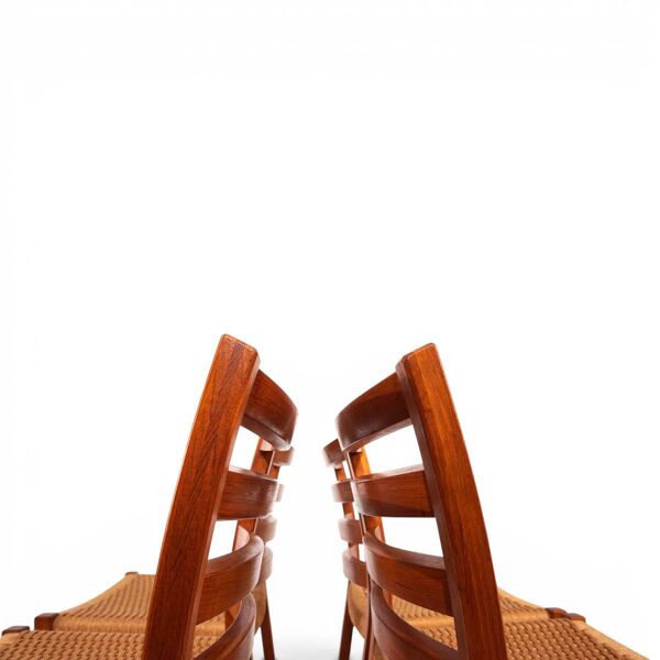 Niels Otto Møller Modèle 408, Ensemble de 4 Chaises de Salle à Manger en Teck et Papercord pour J.L.