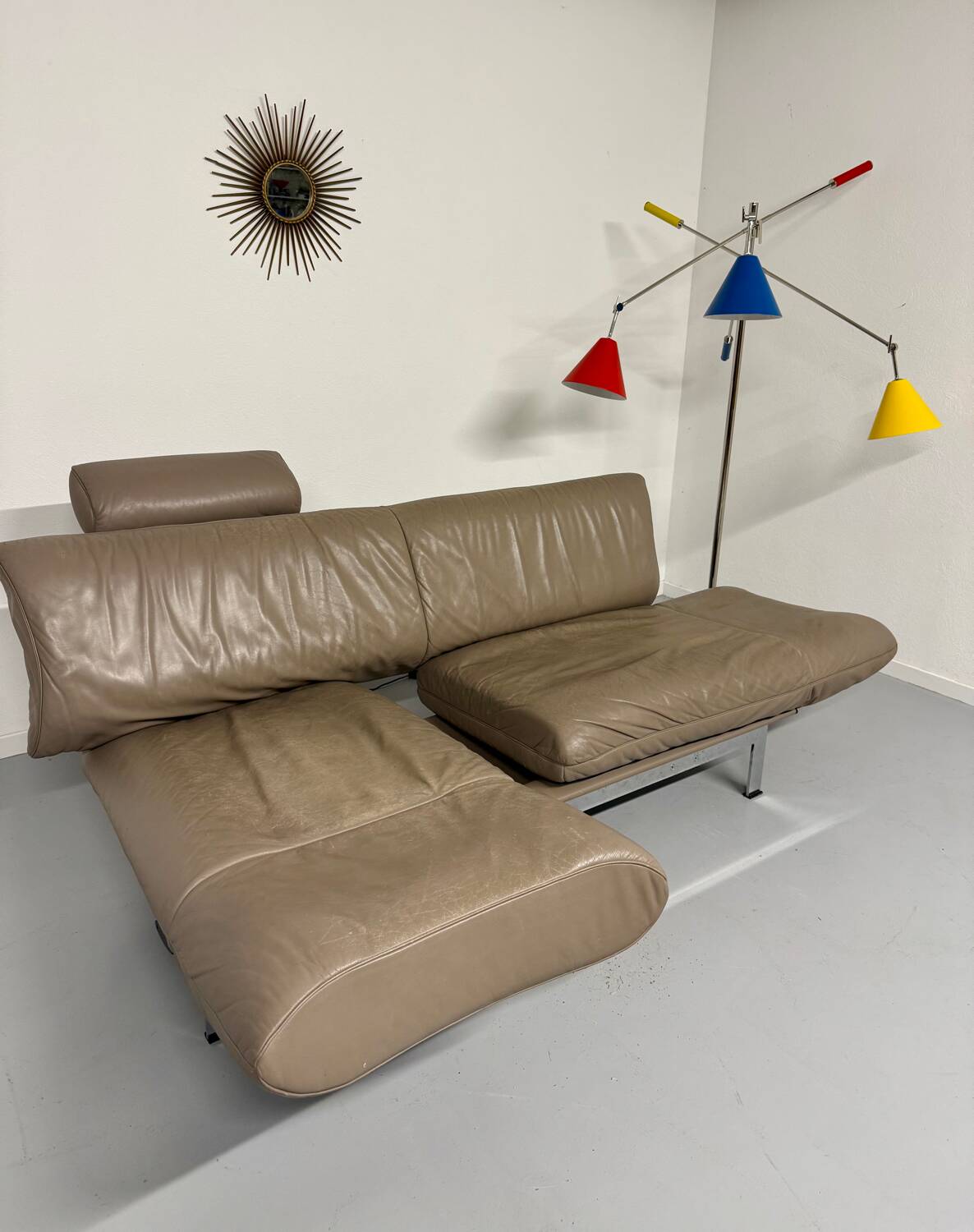 De Sede ds 140 grey 2/3 seater sofa, vintage leather, 80s design