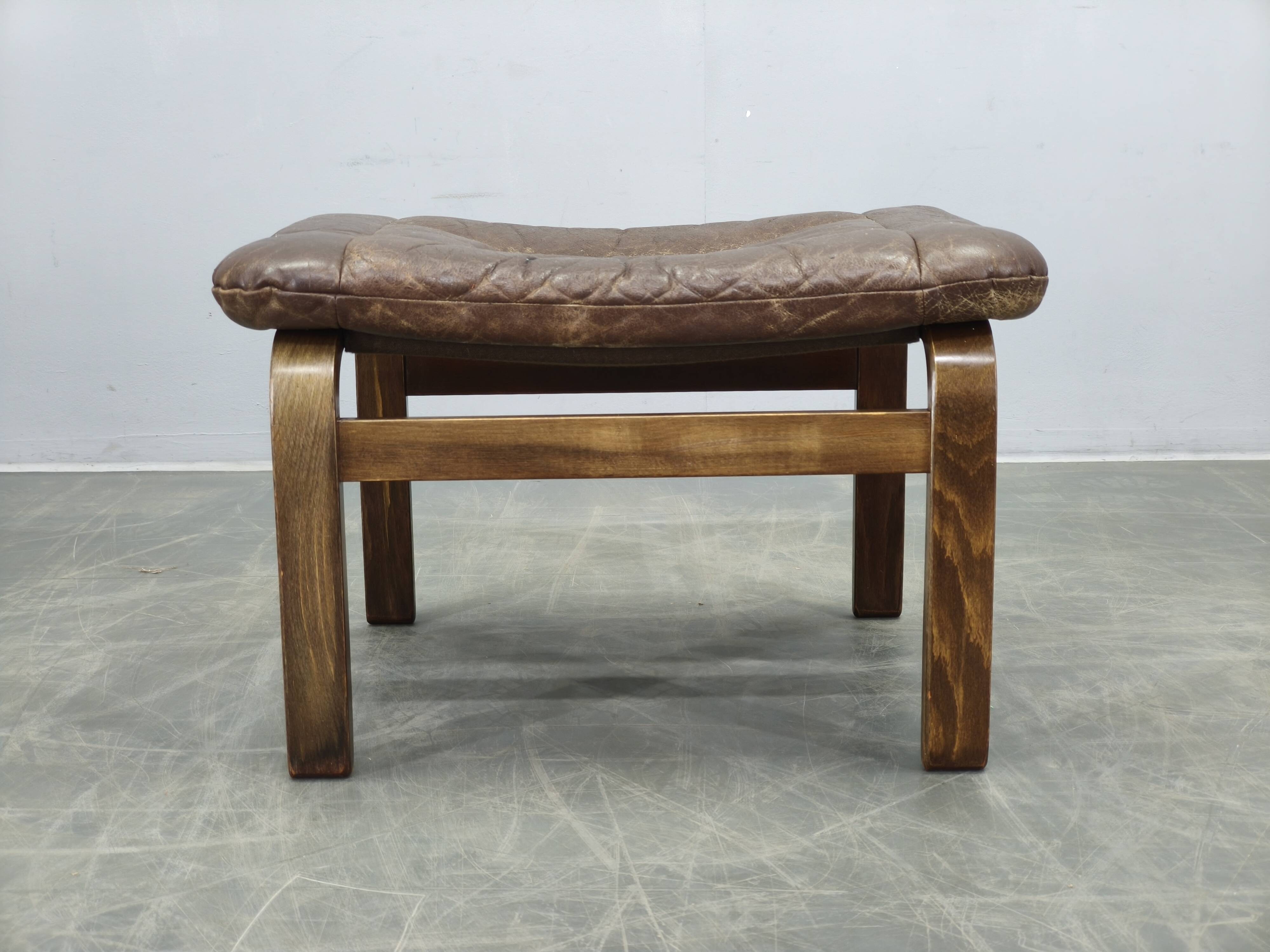 Leather Ottoman by Ingmar Relling for Westnofa, Norway, 1960s