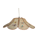 Suspension flower fabric and wood.